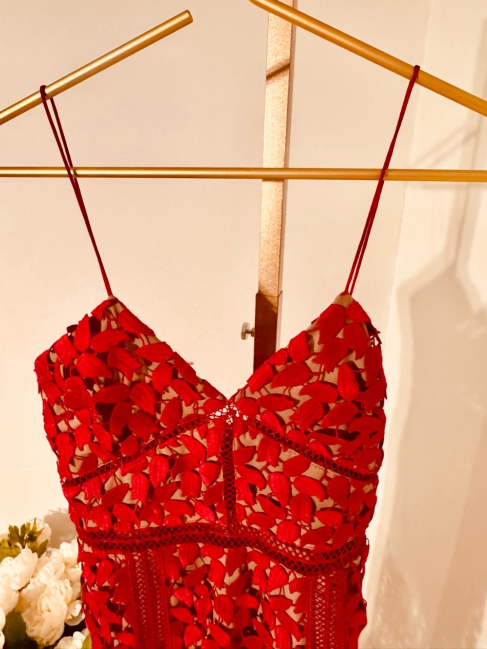 Self-Portrait Red Lace Slip Dress - Picture 5 of 15